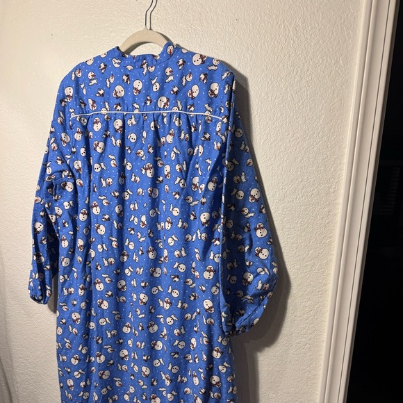 Lands’ End 100% Cotton Flannel Snowman Print Christmas Nightgown House Dress 1X - Picture 8 of 9